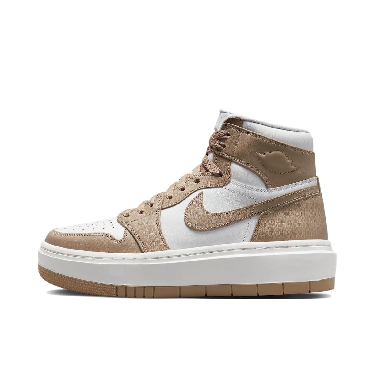 推荐商品：Jordan Air Jordan 1 elevate 板鞋 圆头厚底减震防滑复古增高 高帮/白色/棕色