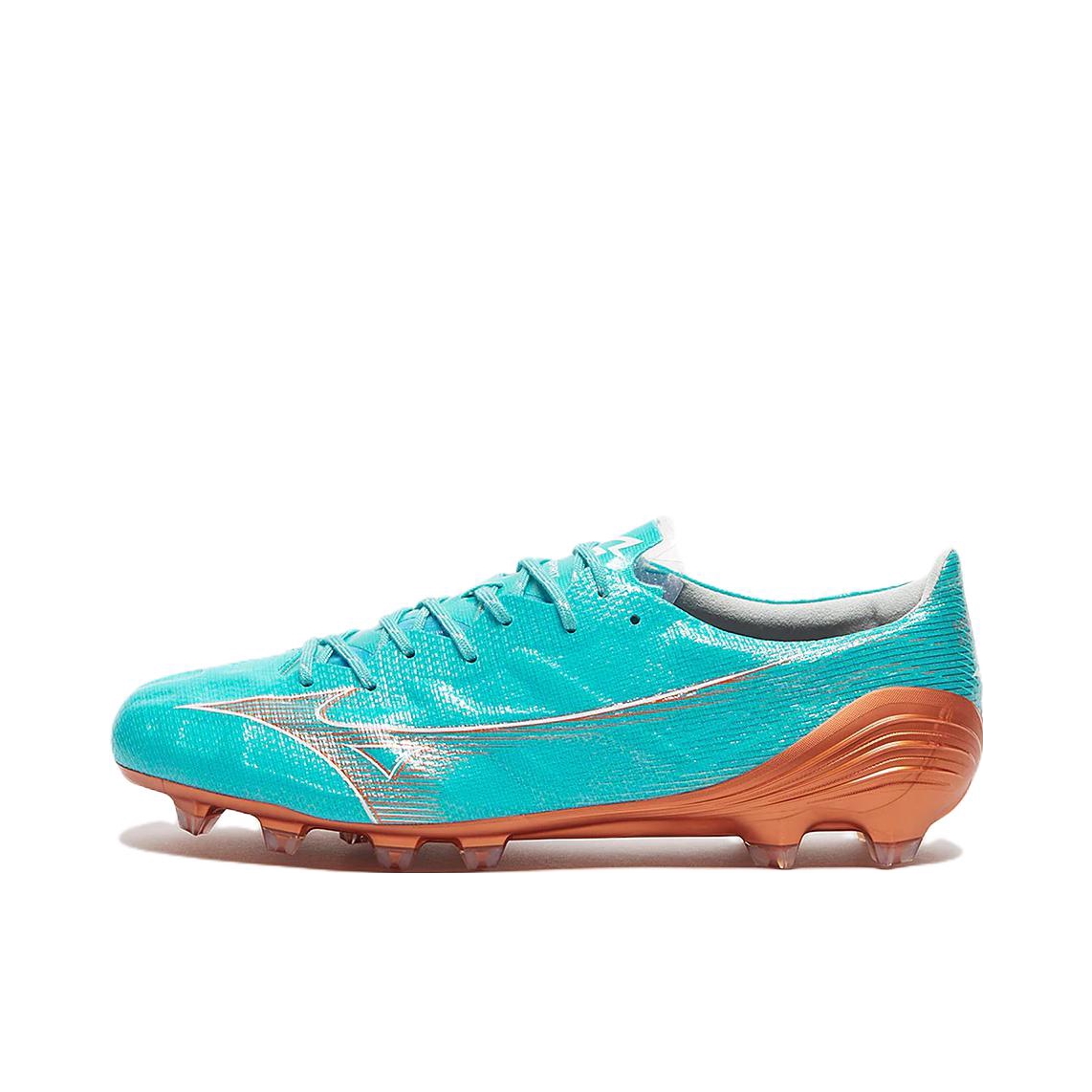 推荐商品：Mizuno/美津浓 Alpha HG 软场地 防滑耐磨 胶质 短钉 足球鞋 青蓝/褐金