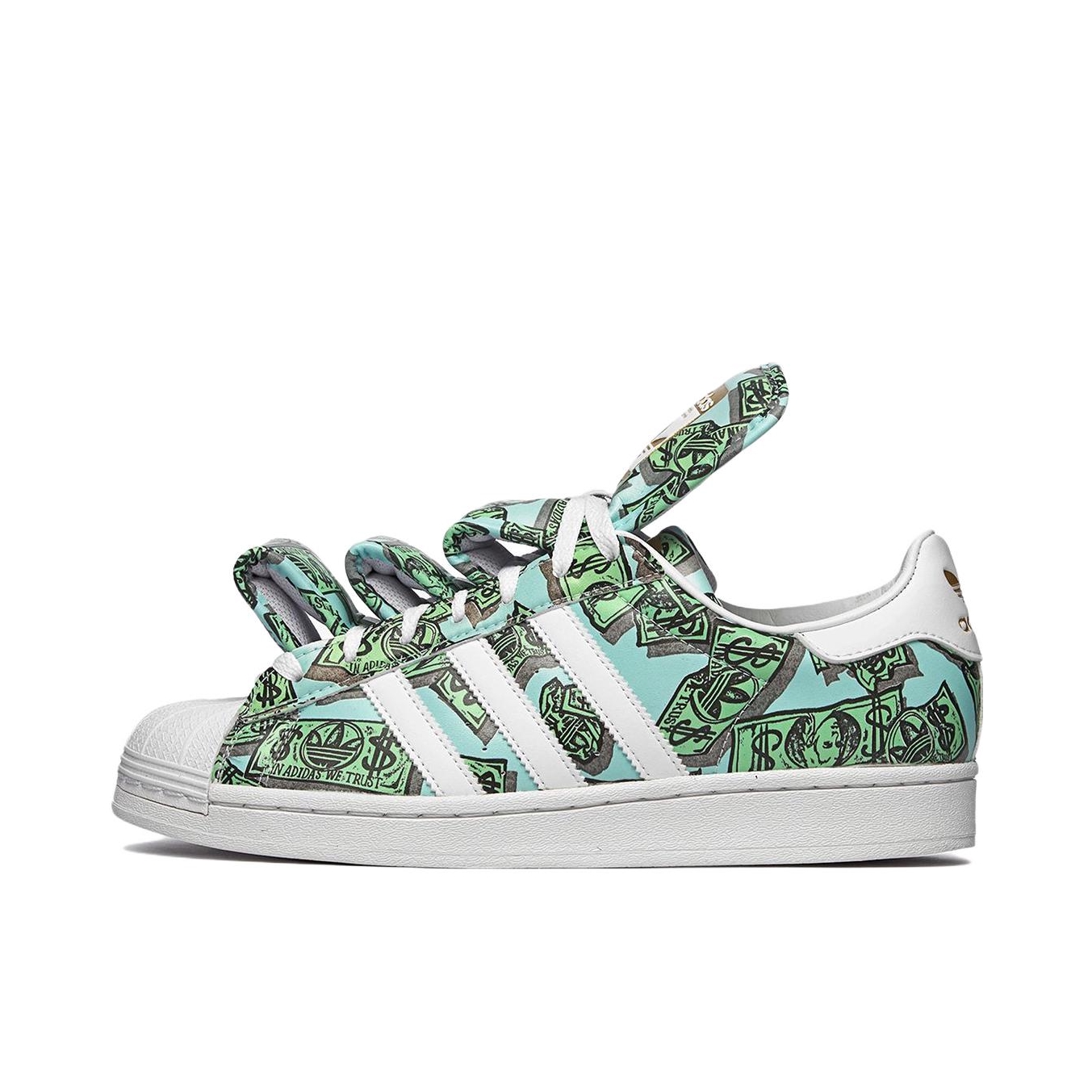 推荐商品：【宋雨琦同款】 adidas Originals Superstar 板鞋 轻便贝壳头薄底舒适百搭耐磨复古 Jeremy Scott联名/白色/绿色