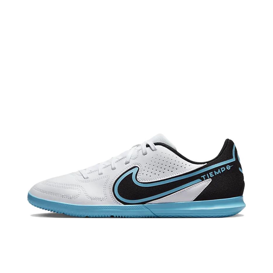 推荐商品：Nike Tiempo Legend 9 Club IC 入门 室内 平底 减震回弹 防滑耐磨 透气 圆头 足球鞋 蓝色/白色/黑色