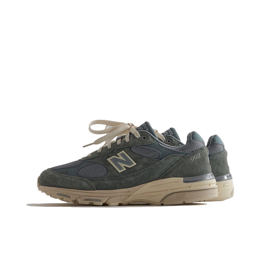 推荐商品：New Balance 993 跑鞋 防滑耐磨舒适透气减震织物轻便复古运动贴合 Kith联名/灰色/绿色