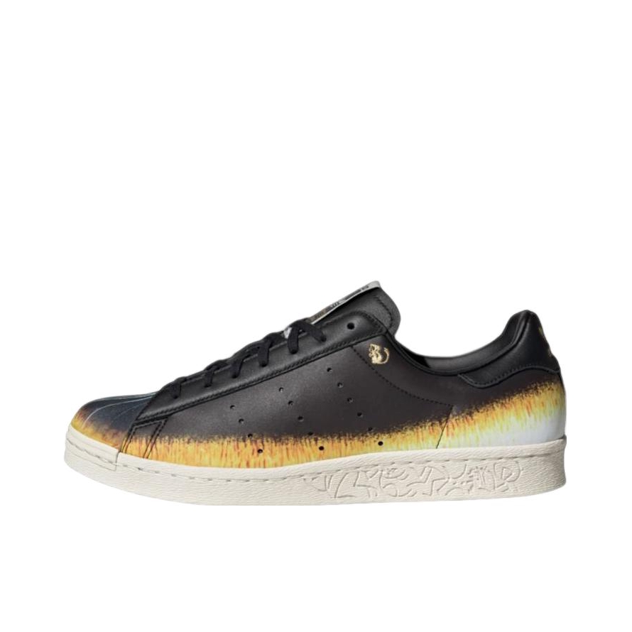 推荐商品：adidas Superstar 80s 板鞋 贝壳头复古防滑耐磨防水减震运动 韩美林联名/黑色/黄色/橙色
