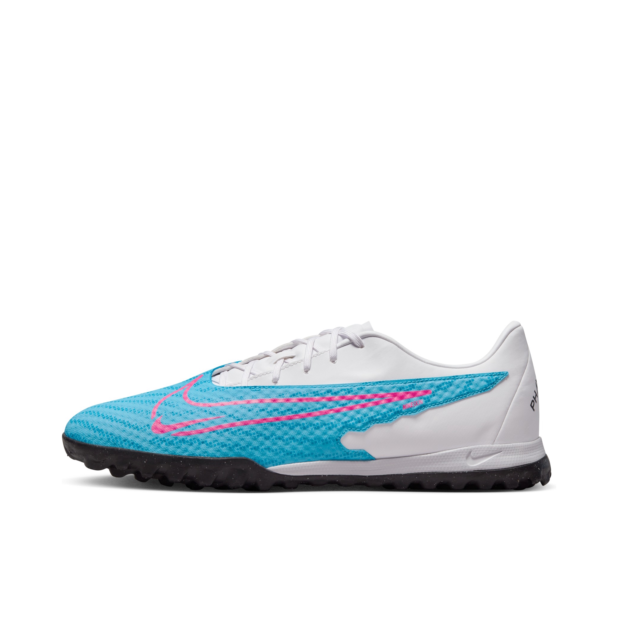 推荐商品：Nike Phantom GX Academy TF 足球鞋 中端胶质碎钉硬草地人造草地减震耐磨透气圆头 蓝白