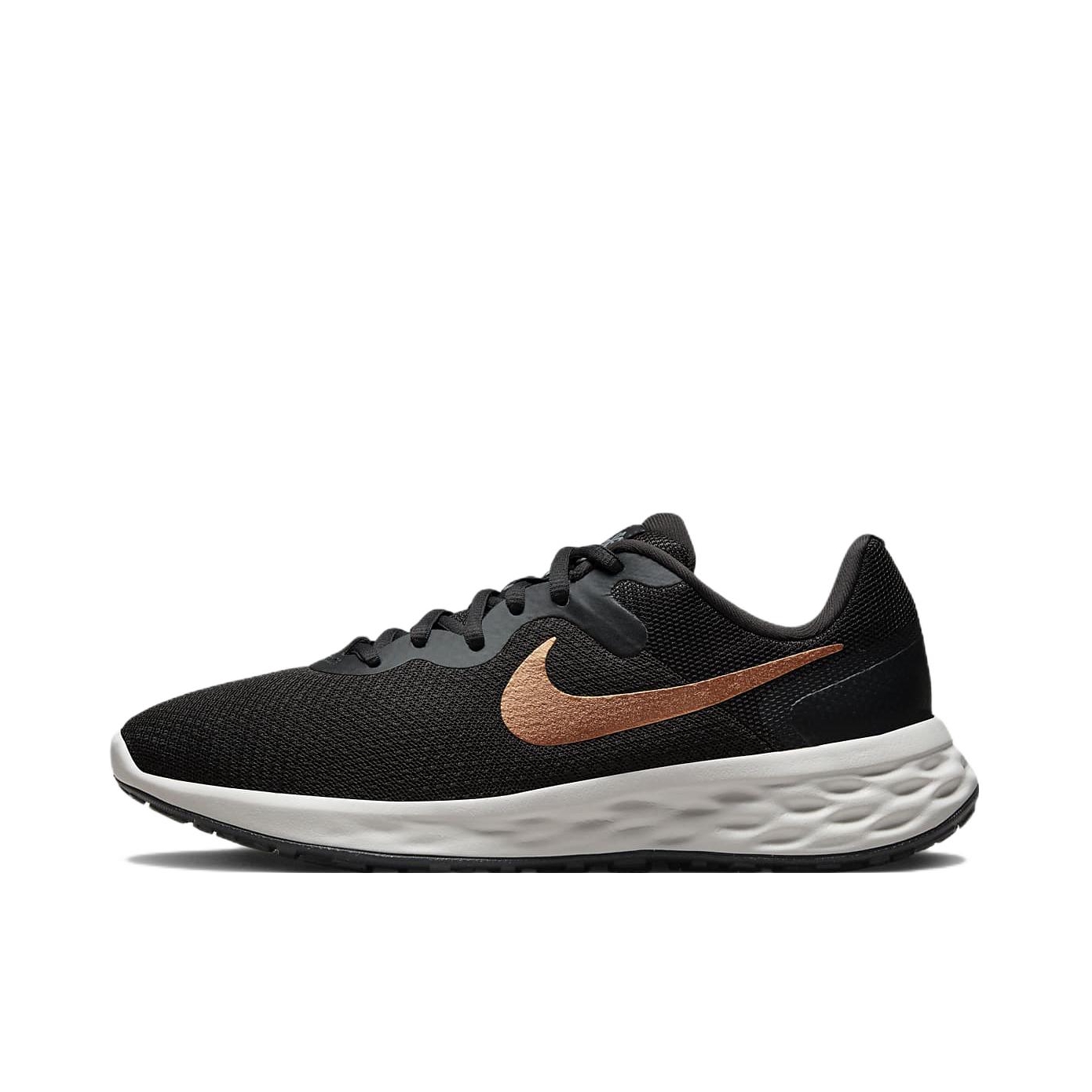 推荐商品：Nike Revolution 6 跑鞋 减震网面透气回弹圆头 男款/黑色/金属铜