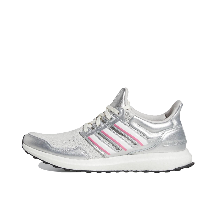 推荐商品：adidas Ultraboost 跑鞋 透气防滑耐磨缓震轻便休闲运动支撑织物减震防水抗扭转圆头 Disney 100 迪士尼联名/银色/粉色