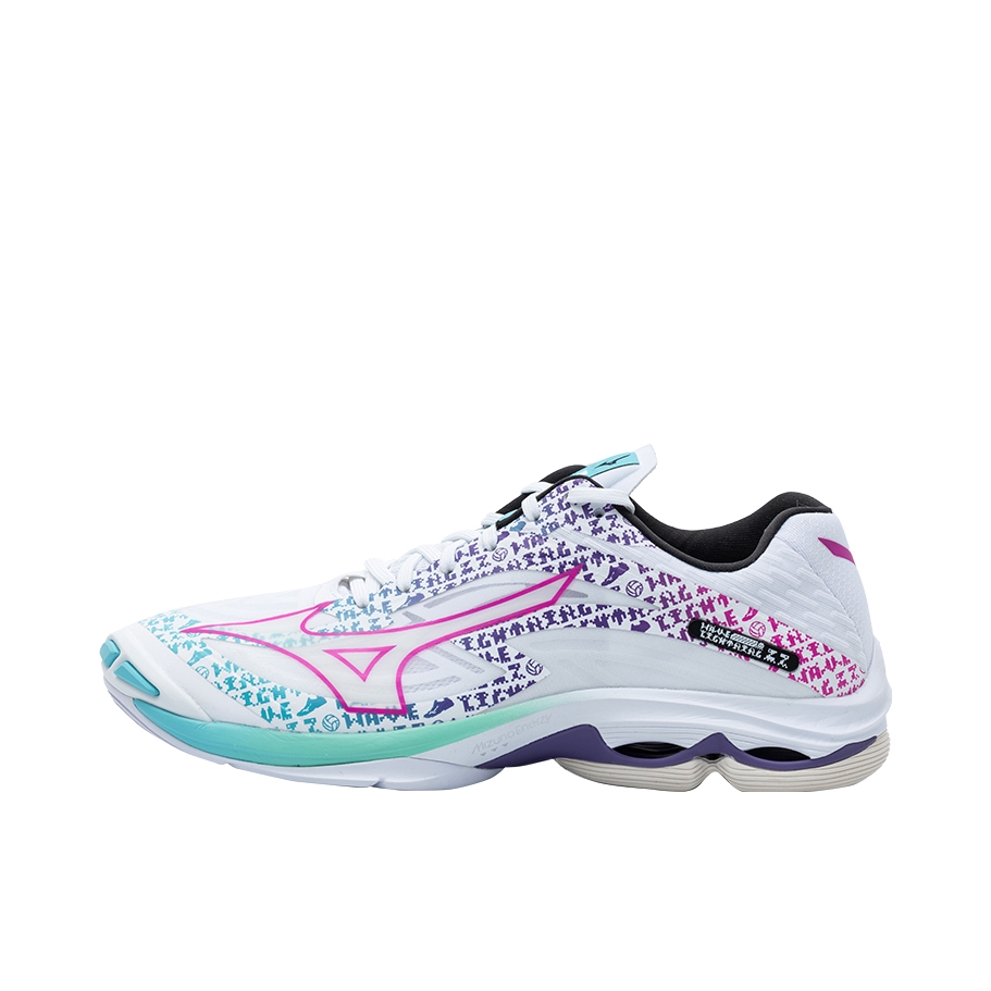 推荐商品：Mizuno/美津浓 Wave Lightning Z7 透气 减震回弹 防滑耐磨 舒适织物 圆头 排球鞋 白色/粉色/天蓝