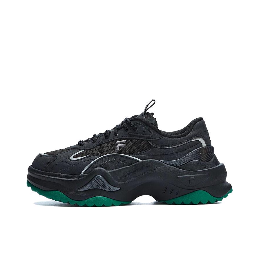 推荐商品：FILA/斐乐 Bianco 2 织物合成革 舒适百搭 防滑耐磨 增高 厚底鞋 黑色/绿色