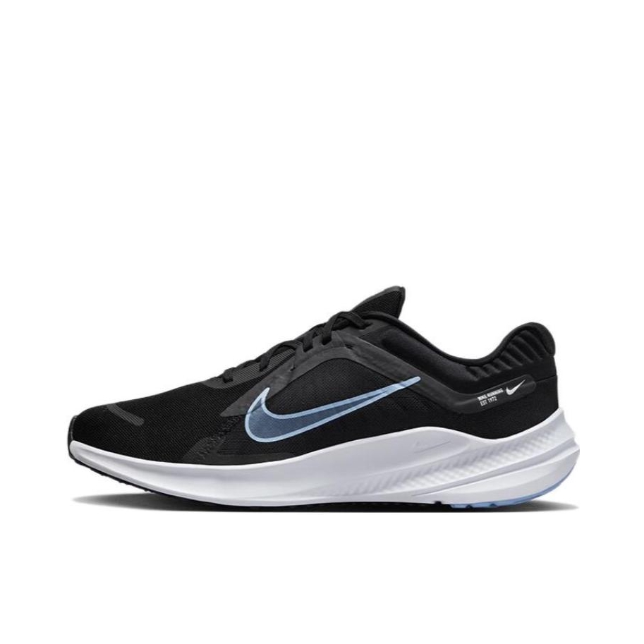 推荐商品：Nike Quest 5 跑鞋 缓震防滑耐磨支撑轻便透气轻质运动训练 黑色/蓝色