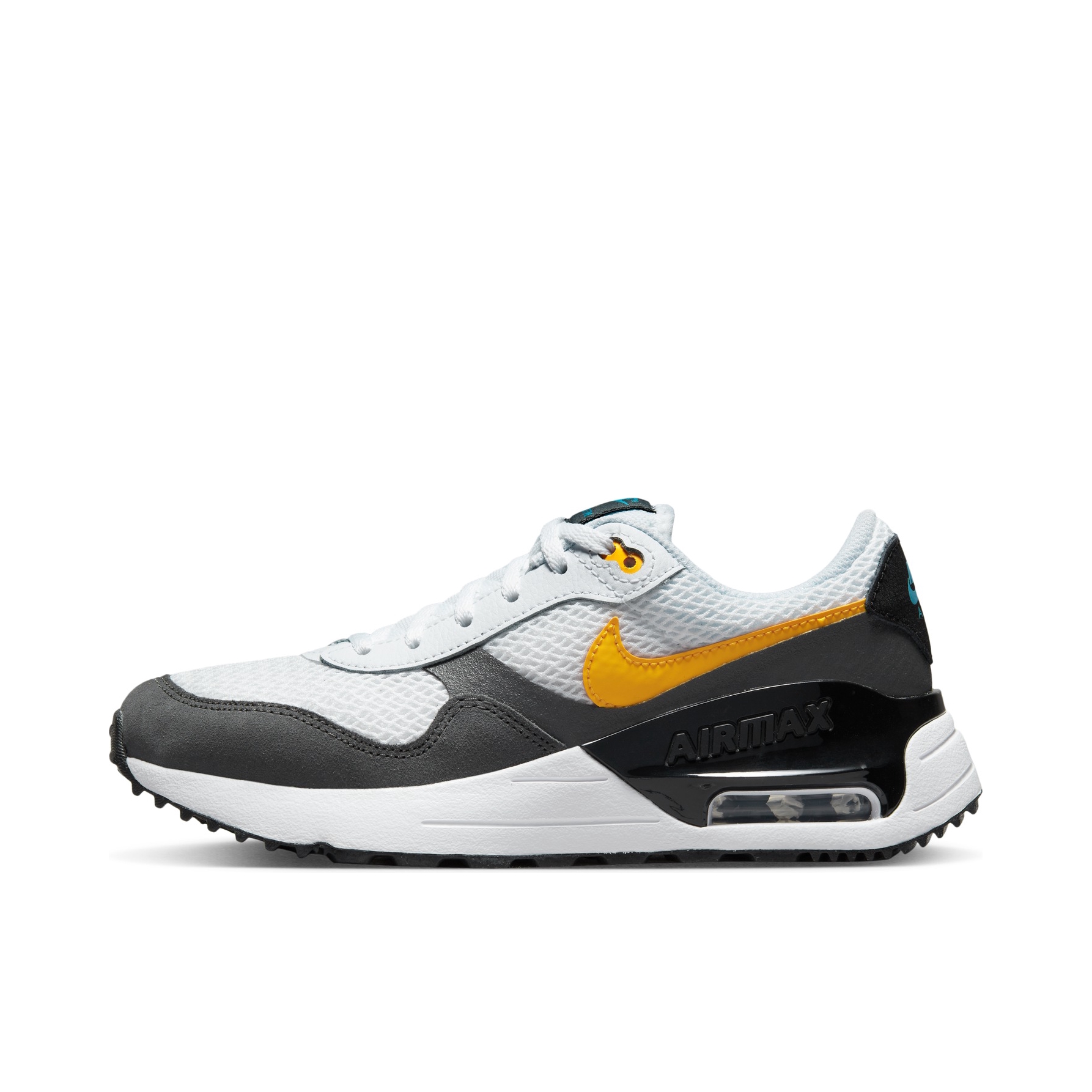 推荐商品：Nike Air Max Systm 气垫 网面透气 防滑耐磨 减震轻便 复古 织物 跑鞋 GS/白色/铁灰/黄色