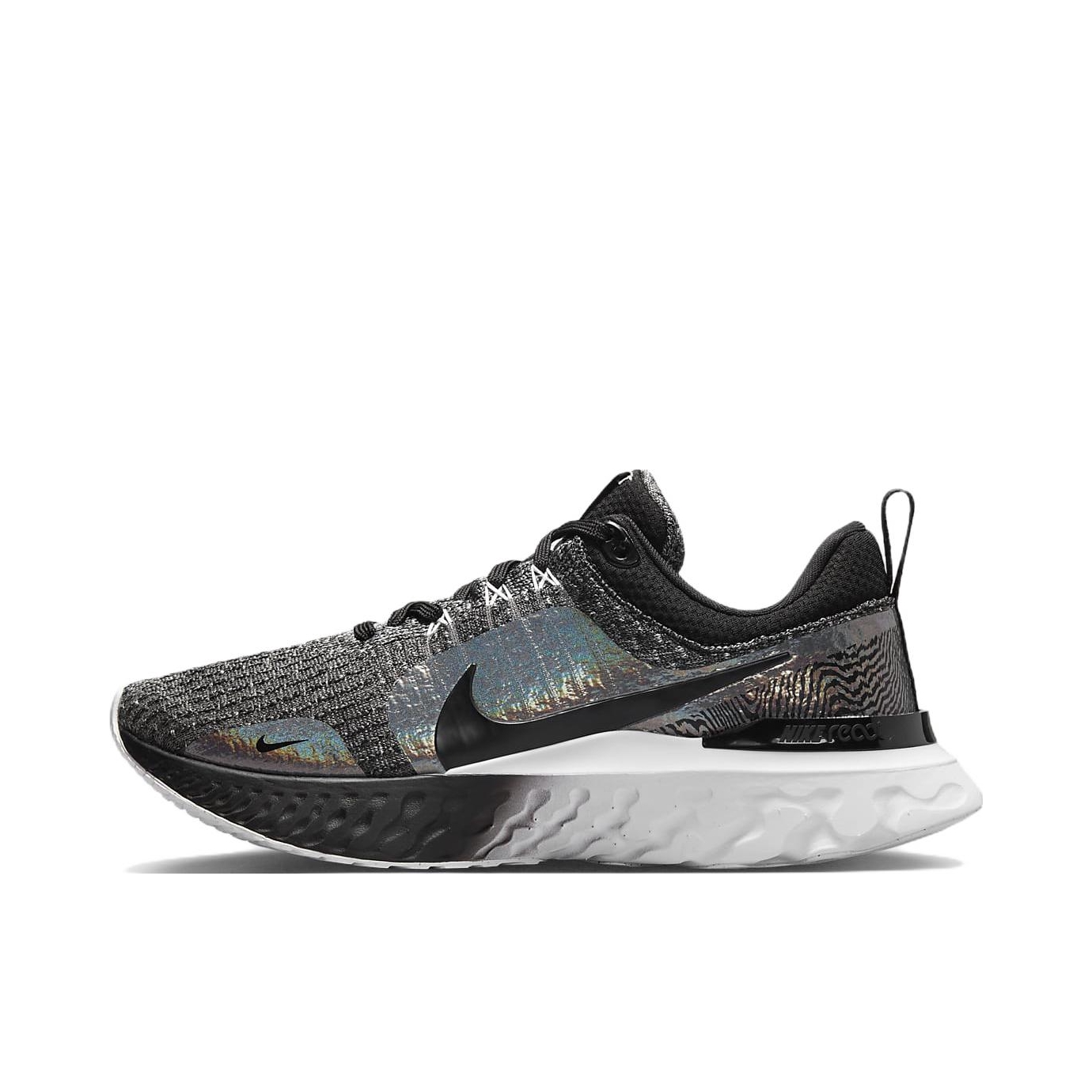 推荐商品：Nike React Infinity Run FK3 跑鞋 减震织物回弹支撑泡棉圆头 女款/黑色/白色