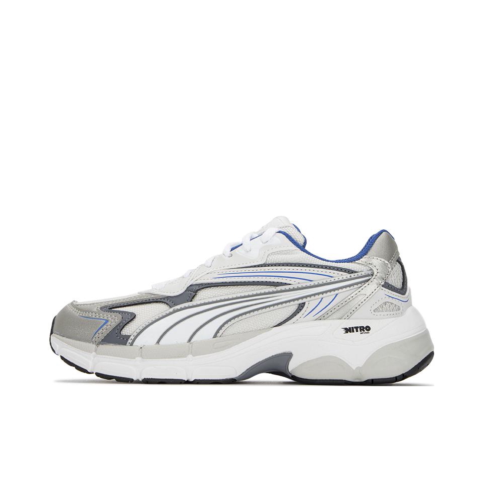 推荐商品：Puma/彪马 Teveris Nitro 运动休闲鞋 减震透气舒适耐磨潮流百搭复古圆头回弹 灰色/电光蓝