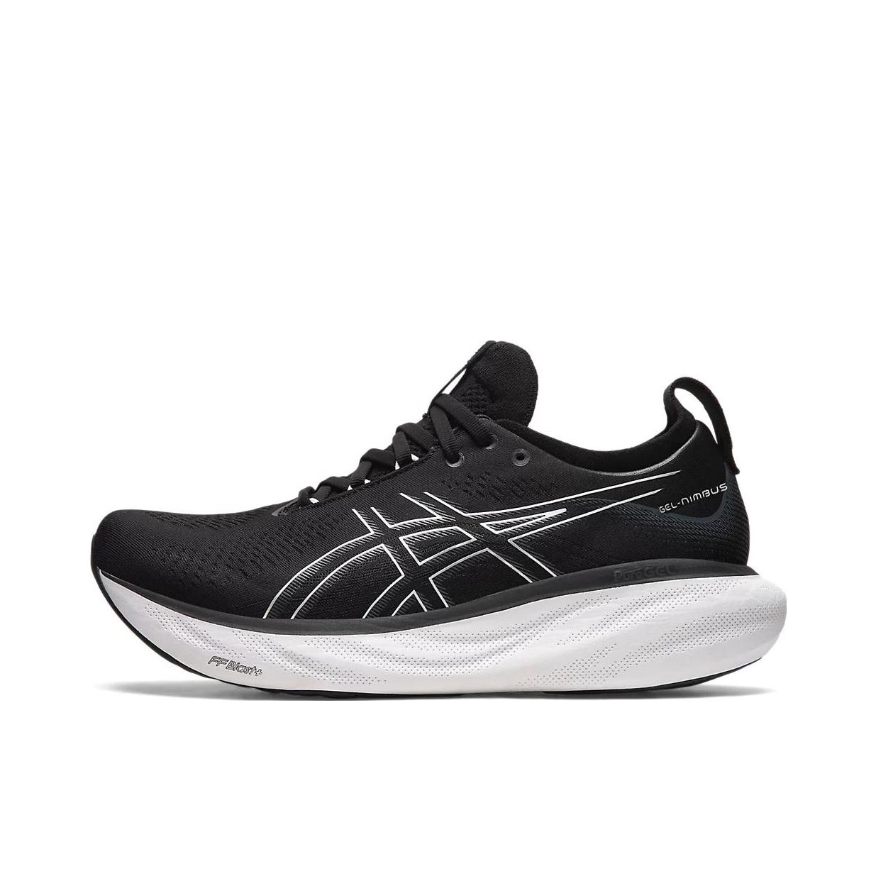 推荐商品：Asics/亚瑟士 Gel-Nimbus 25 跑鞋 稳定支撑缓震回弹舒适透气防滑耐磨防水织物轻量 男款/2E/黑色/白色
