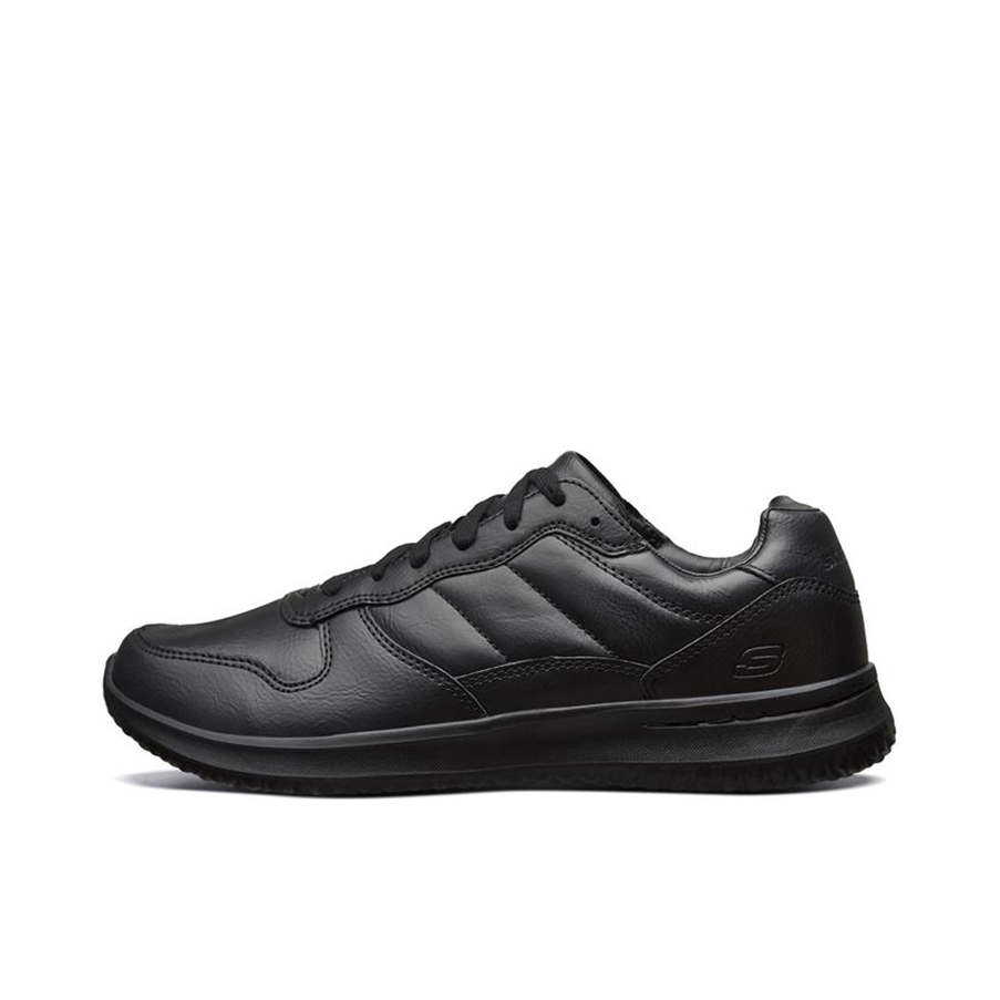 推荐商品：Skechers/斯凯奇 Delson 防滑耐磨 圆头系带 舒适百搭 时尚 商务通勤 轻质 软底 绑带 休闲鞋 全黑