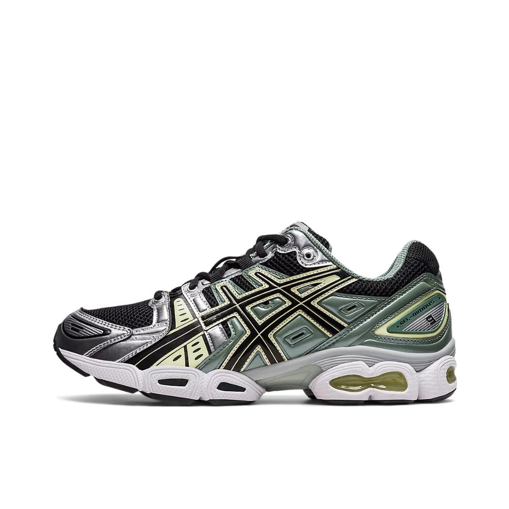 推荐商品：Asics/亚瑟士 Gel-Nimbus 9 跑鞋 减震回弹防滑耐磨网布透气合成革复古百搭圆头 黑色/银灰色