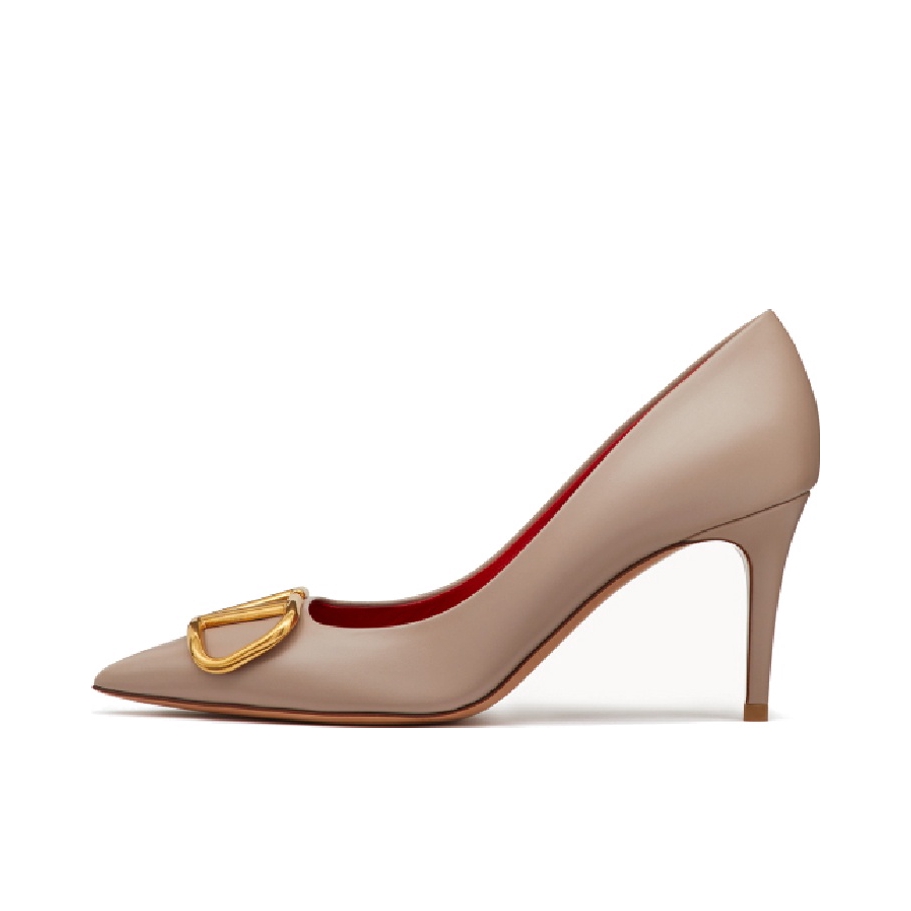 推荐商品：Valentino VLOGO SIGNATURE 尖头 套脚 牛皮 细跟 高跟鞋 裸粉色