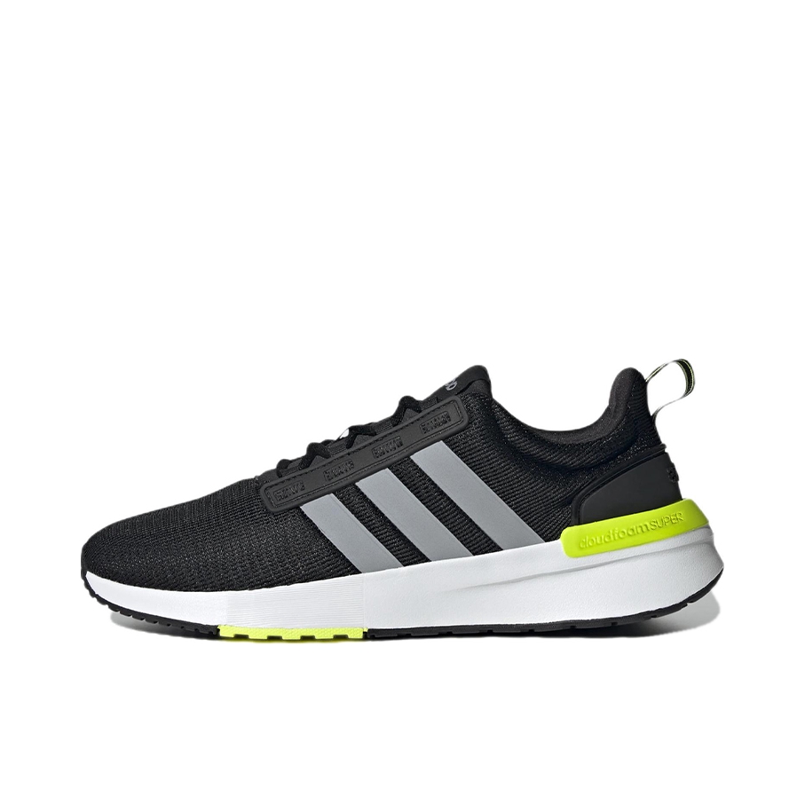 推荐商品：adidas Racer TR21 跑鞋 减震回弹防滑耐磨网面透气织物健身轻运动平跟 黑色/柠檬黄/白色