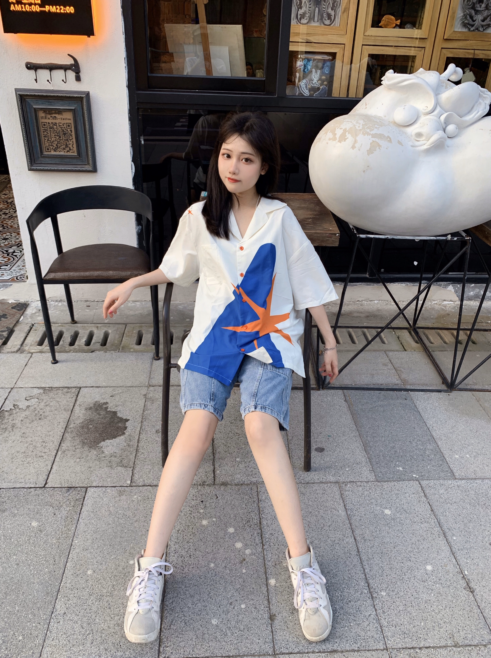 🎨蓝橙配色夏日衬衫