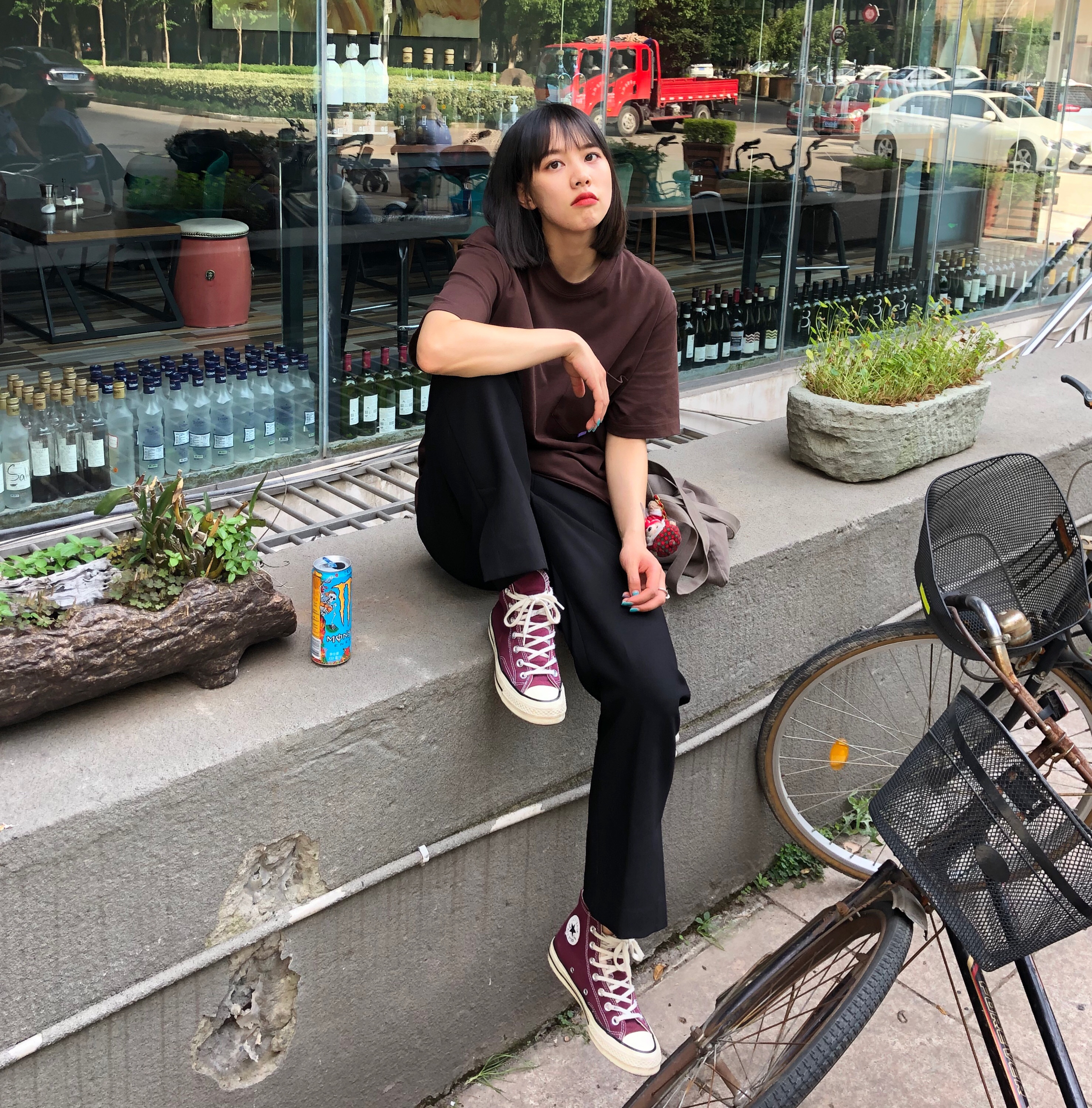163 100低调红棕色系匡威穿搭