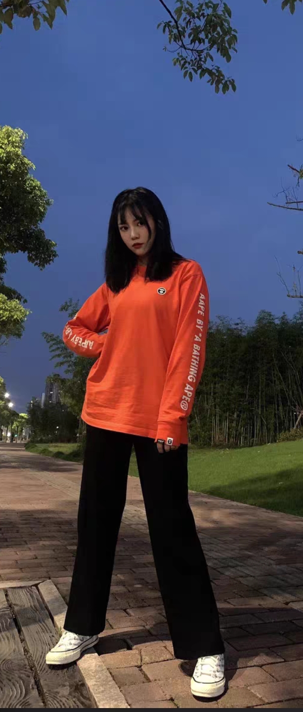 Aape 猿颜徽章袖部字母长袖T恤 29