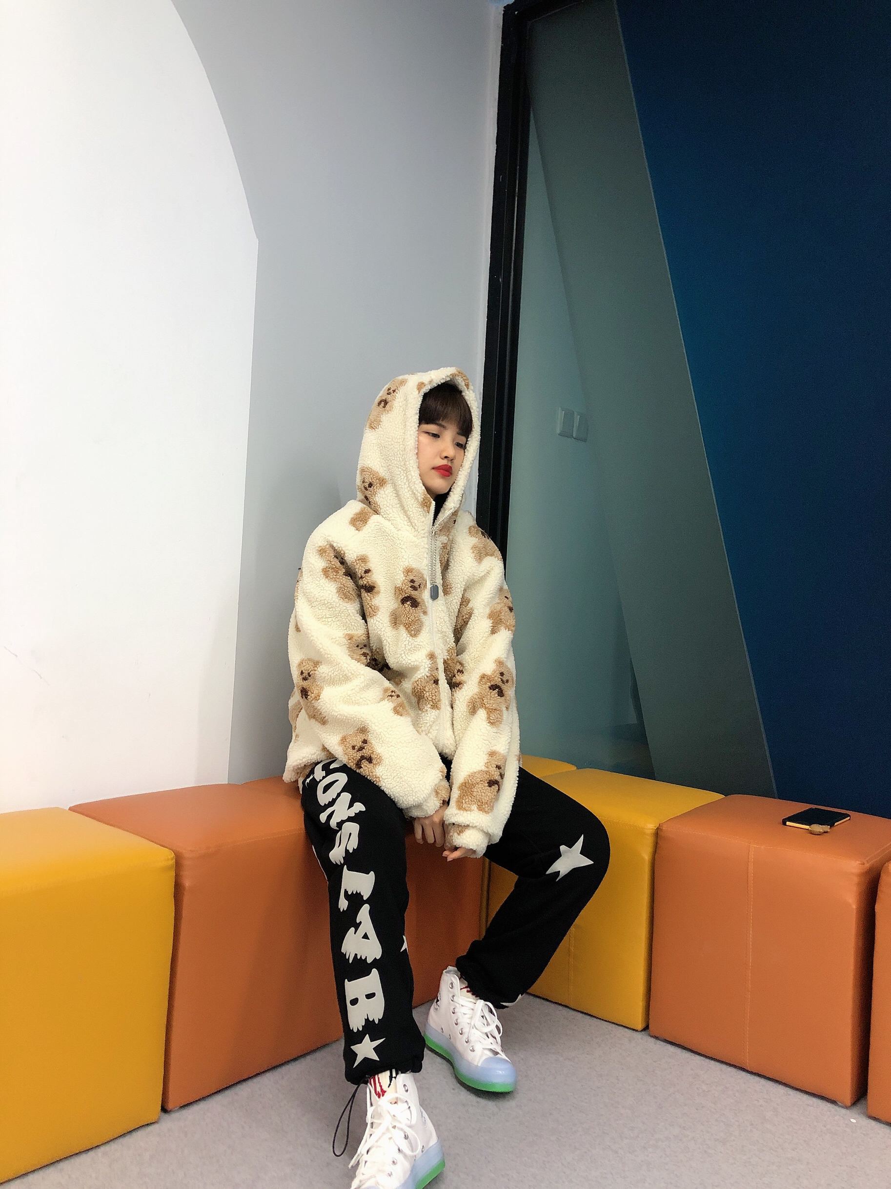大双OOTD｜你也得有软绵绵的小熊外套