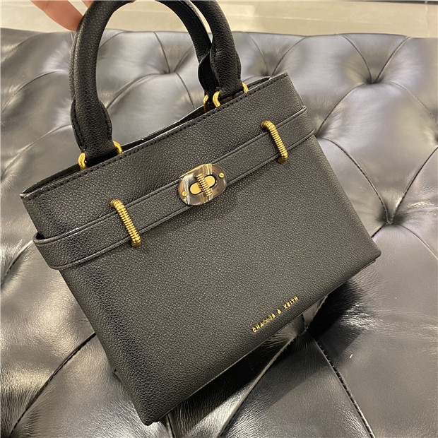 CHARLES＆KEITH PU纯色女士锁扣手提单肩凯莉包