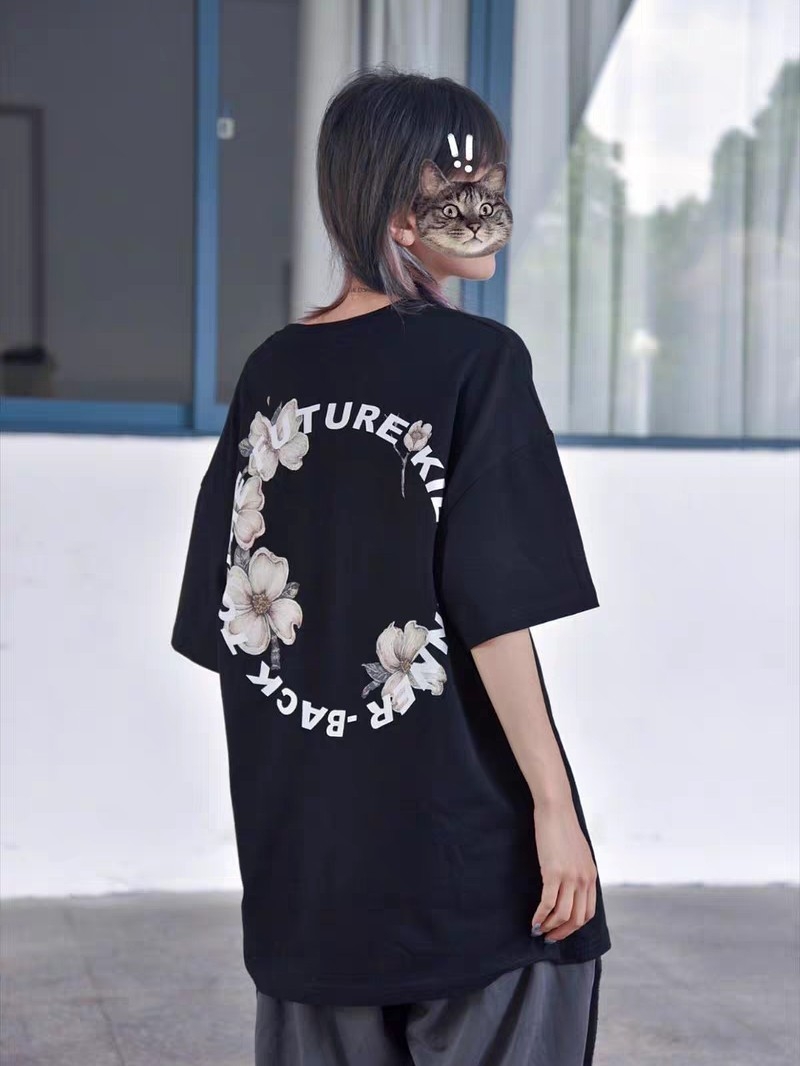 Killwinner 2021SS 虚拟现实花卉环状发泡印花宽松短袖T恤 