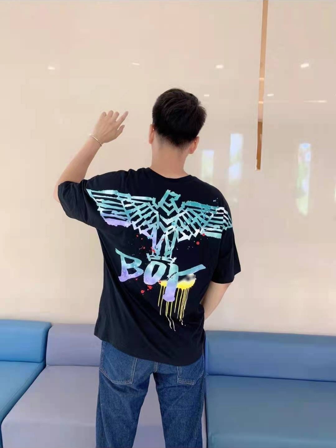 Boy London 渐变涂鸦老鹰印花潮流T恤 来了哟～
