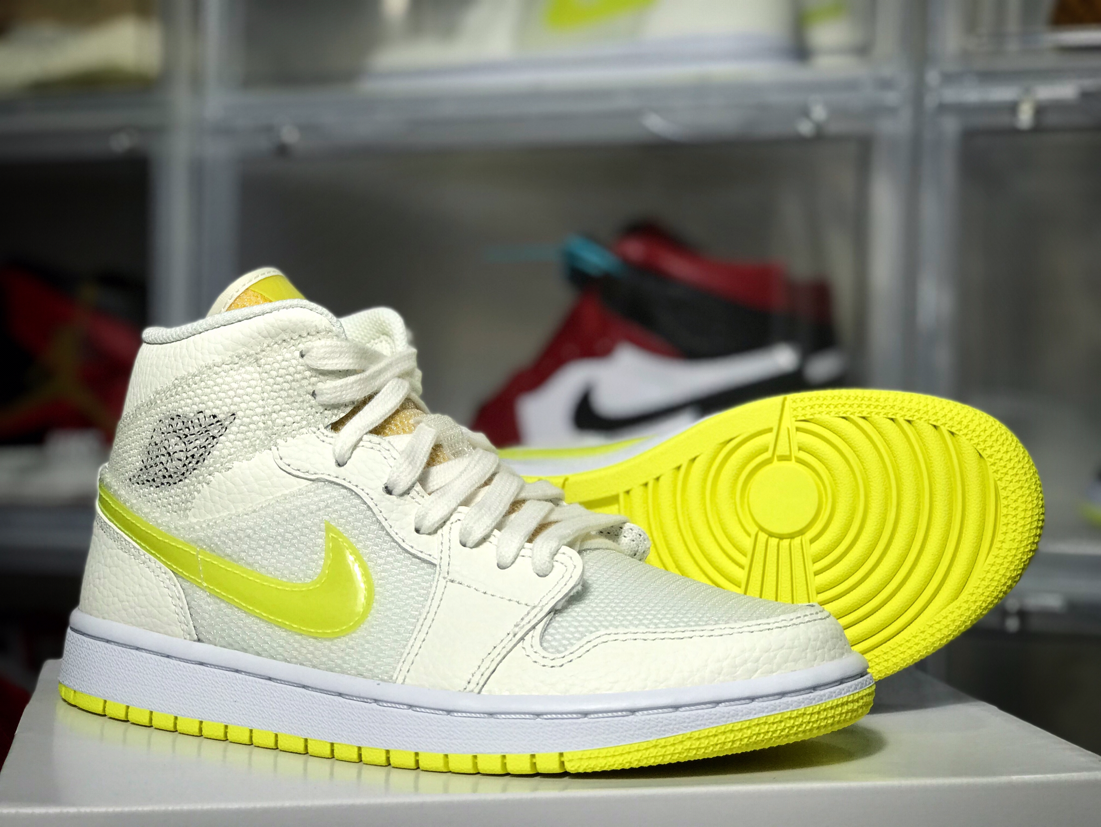 女生夏日专属AJ1 mid 米白黄
