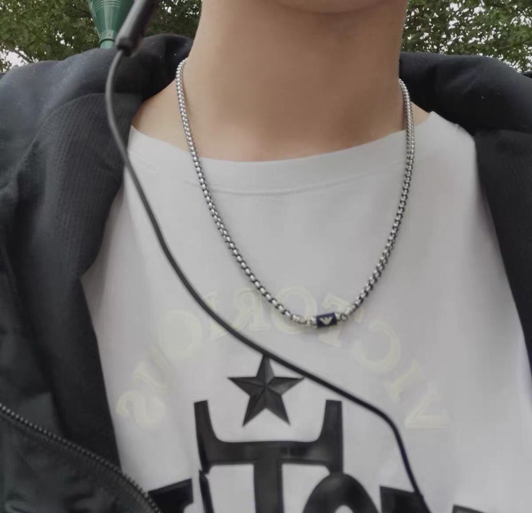 项链分享丨Armani/阿玛尼 银色欧美男项链 