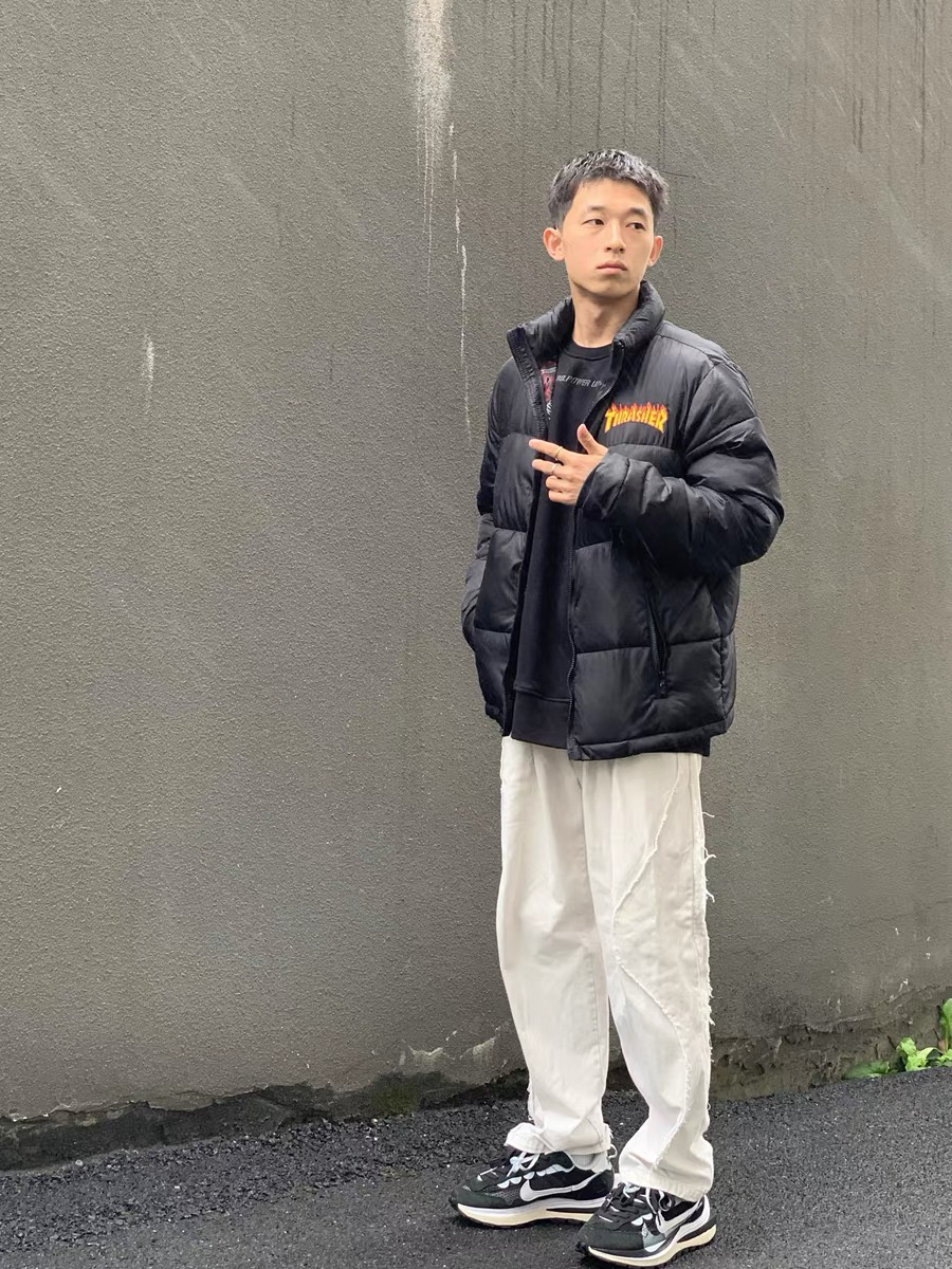 OOTD｜Thrasher 两面穿火焰腰果花印花棉服夹克