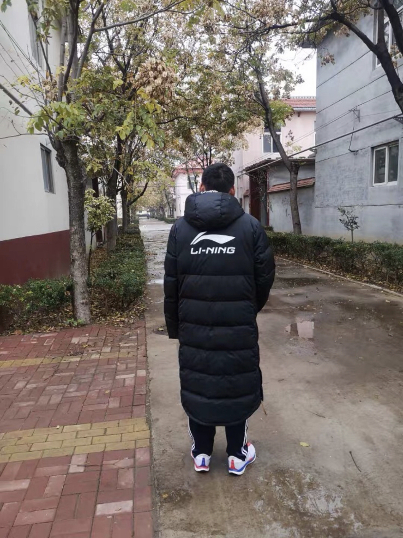 Li Ning 连帽防风防水保暖长款羽绒服