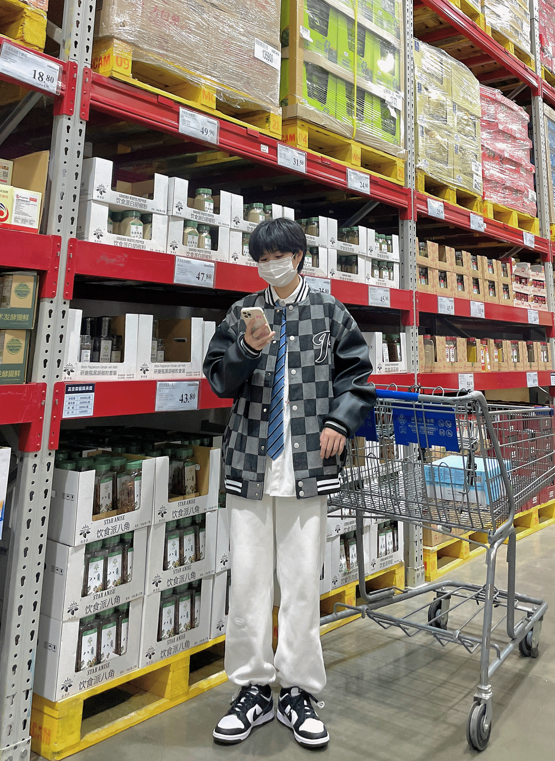 OOTD｜早春男友风穿搭｜棋盘格棒球夹克穿搭