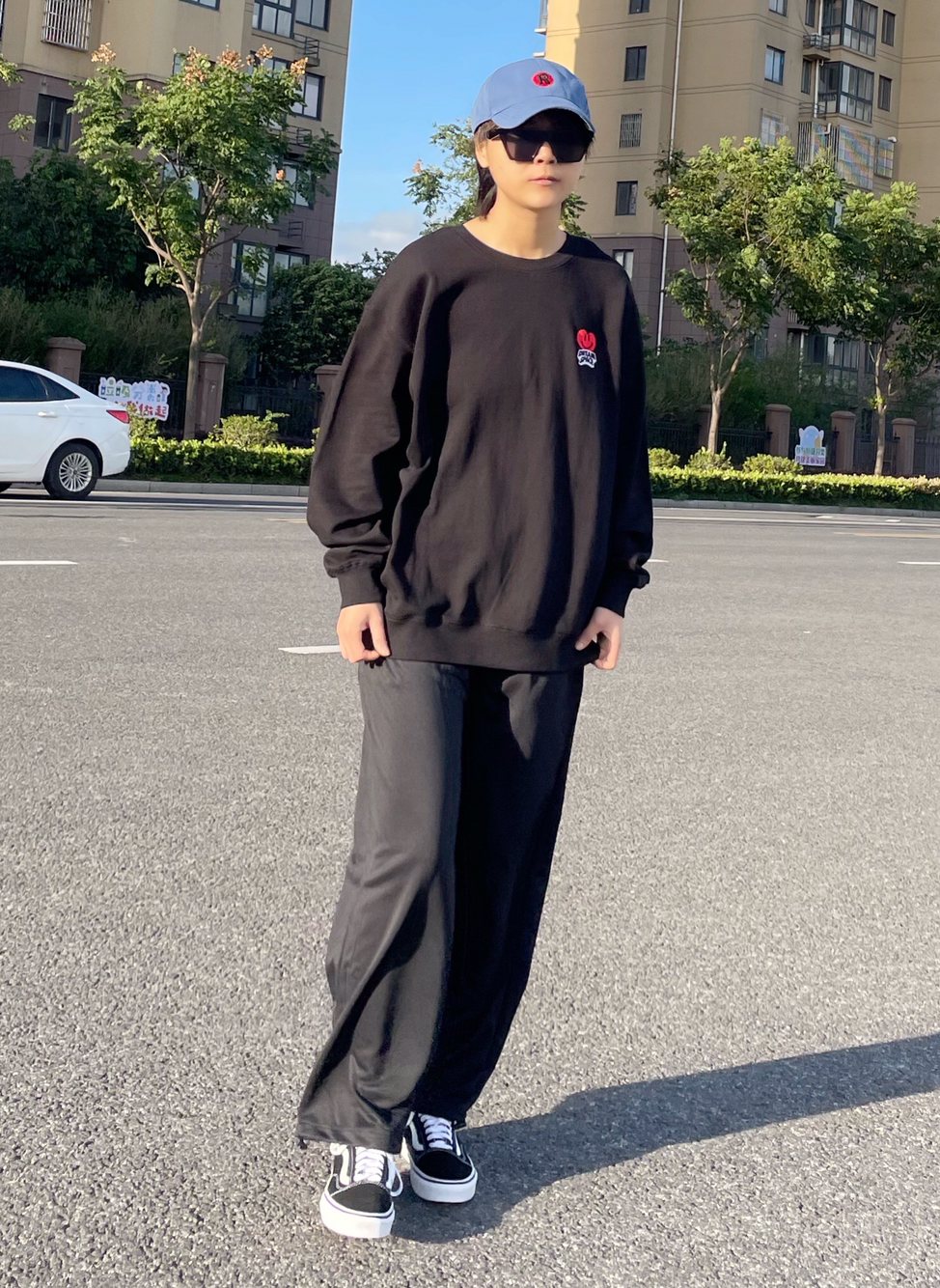 暗黑阔腿风格裤