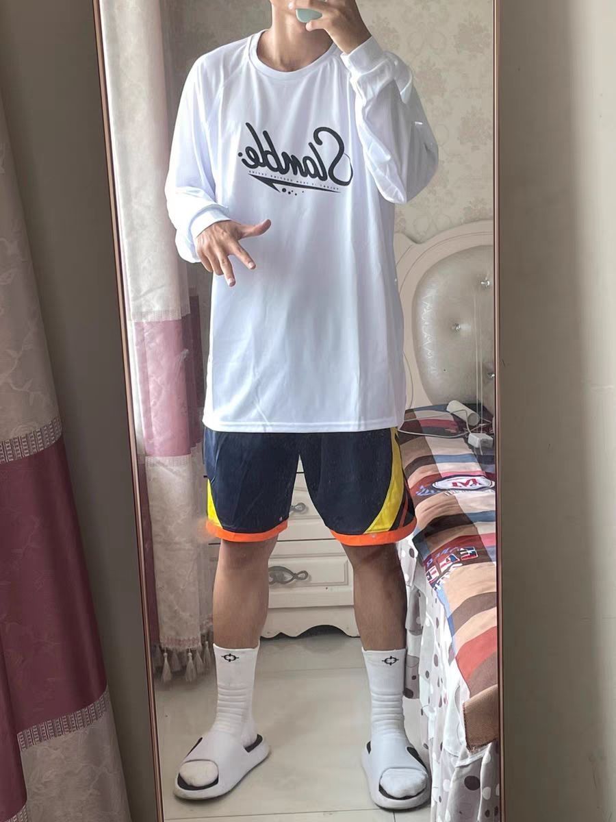  纯色健身运动长袖T恤
