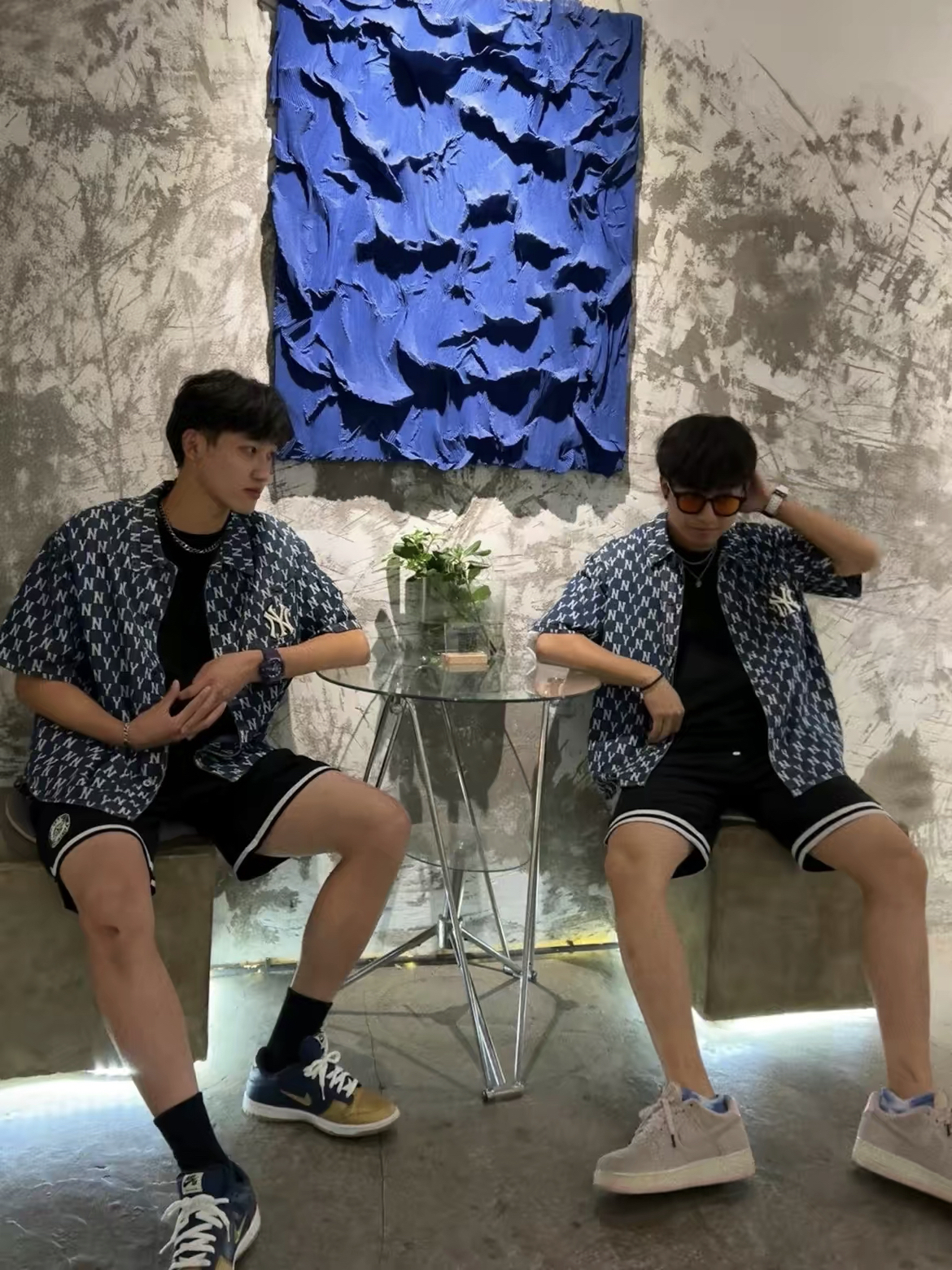 MLB 牛仔老花衬衫情侣穿搭💕