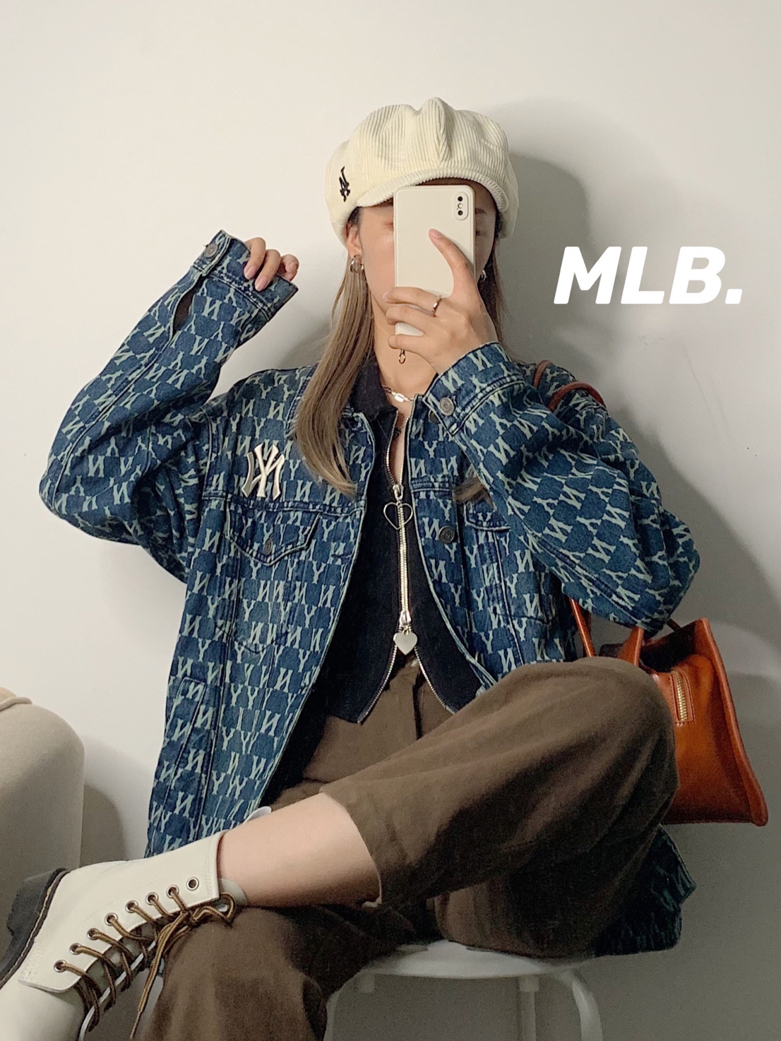 MLB灯芯绒帽➕MLB老花牛仔外套🍂秋日复古穿搭🍂