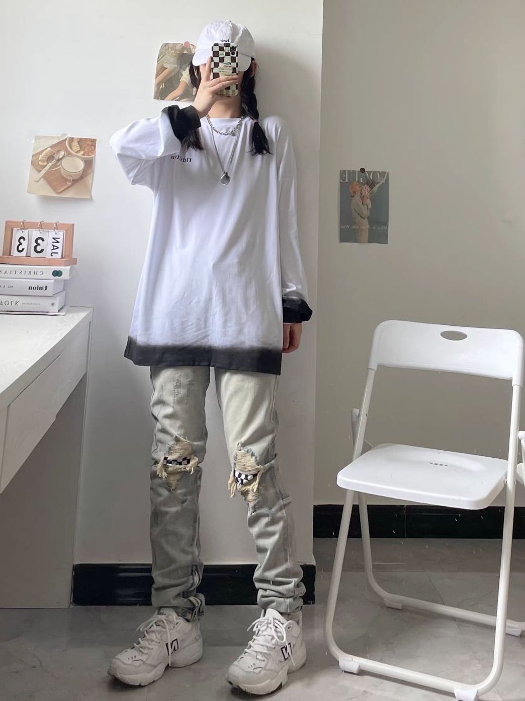 URSGGON 美式破洞牛仔裤小个子穿搭分享