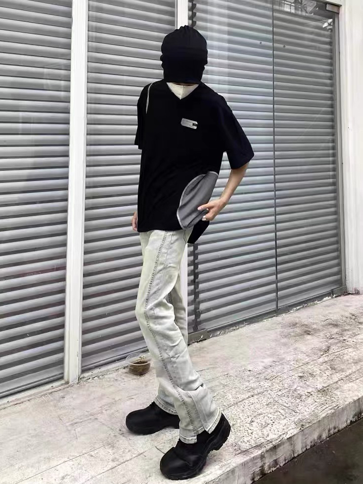 潮牌复古做旧牛仔裤