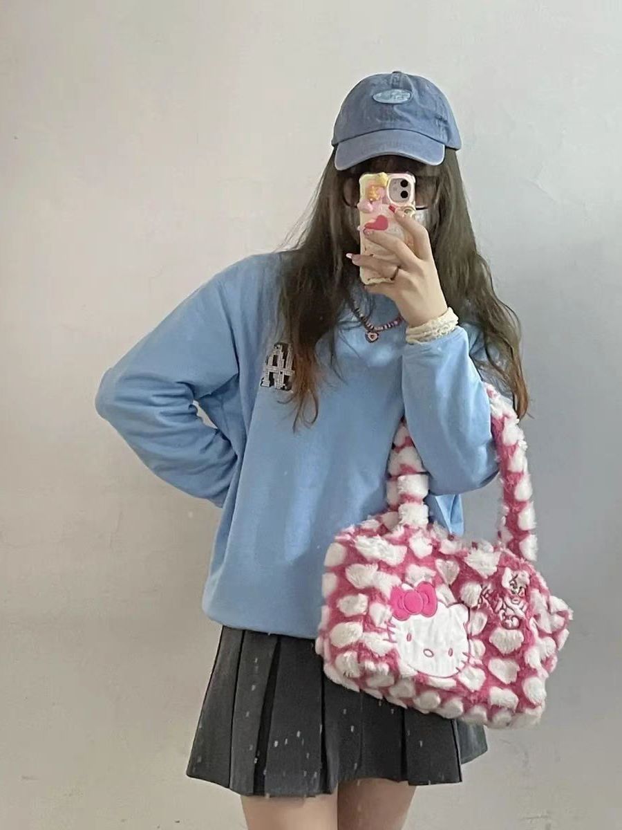 秋季穿搭｜韩系复古纯色ootd🥏蓝色系卫衣