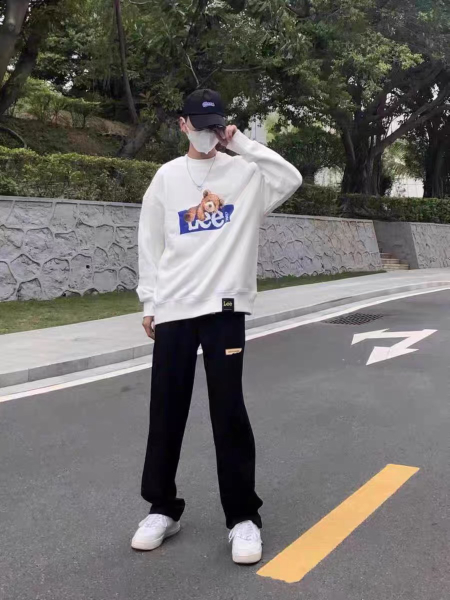 日系复古贴标直筒灯芯绒长裤