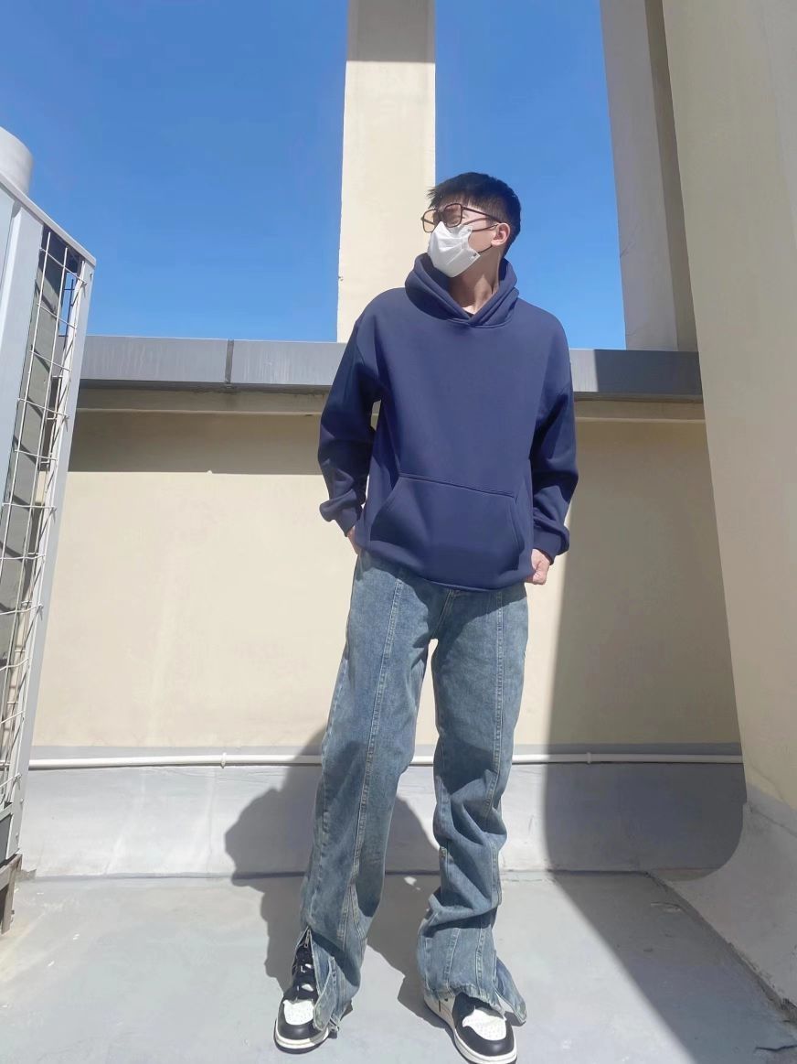 牛仔蓝！秋冬潮牌情侣牛仔裤宽松男士长裤