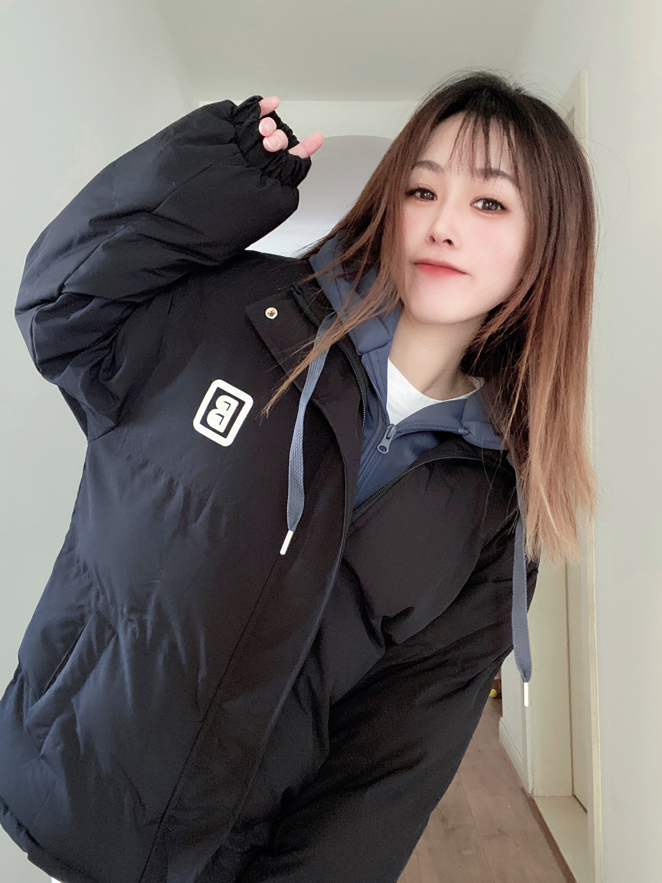 学院风假两件棉服秋冬叠穿法宝