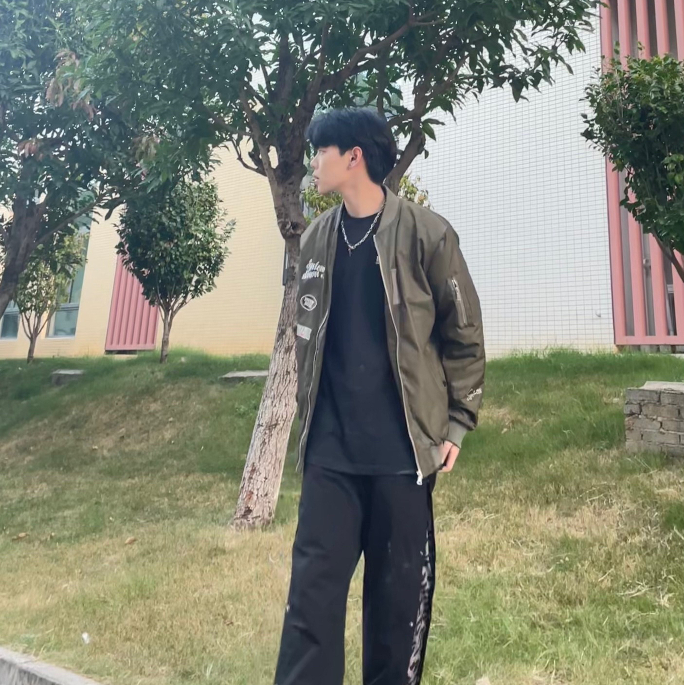 ootdl飞行服针不戳 清爽少年冬日穿搭分享