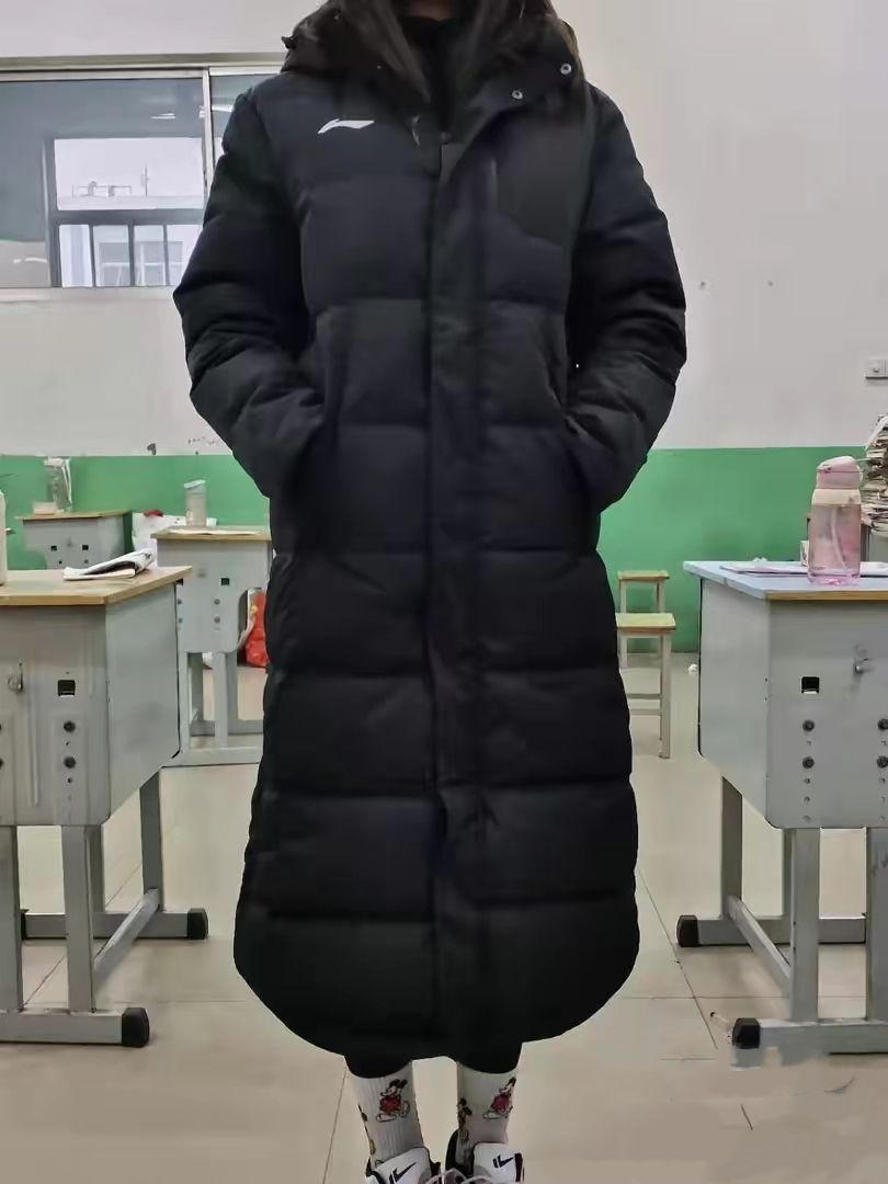 超级保暖Li Ning的长款连帽羽绒服来啦
