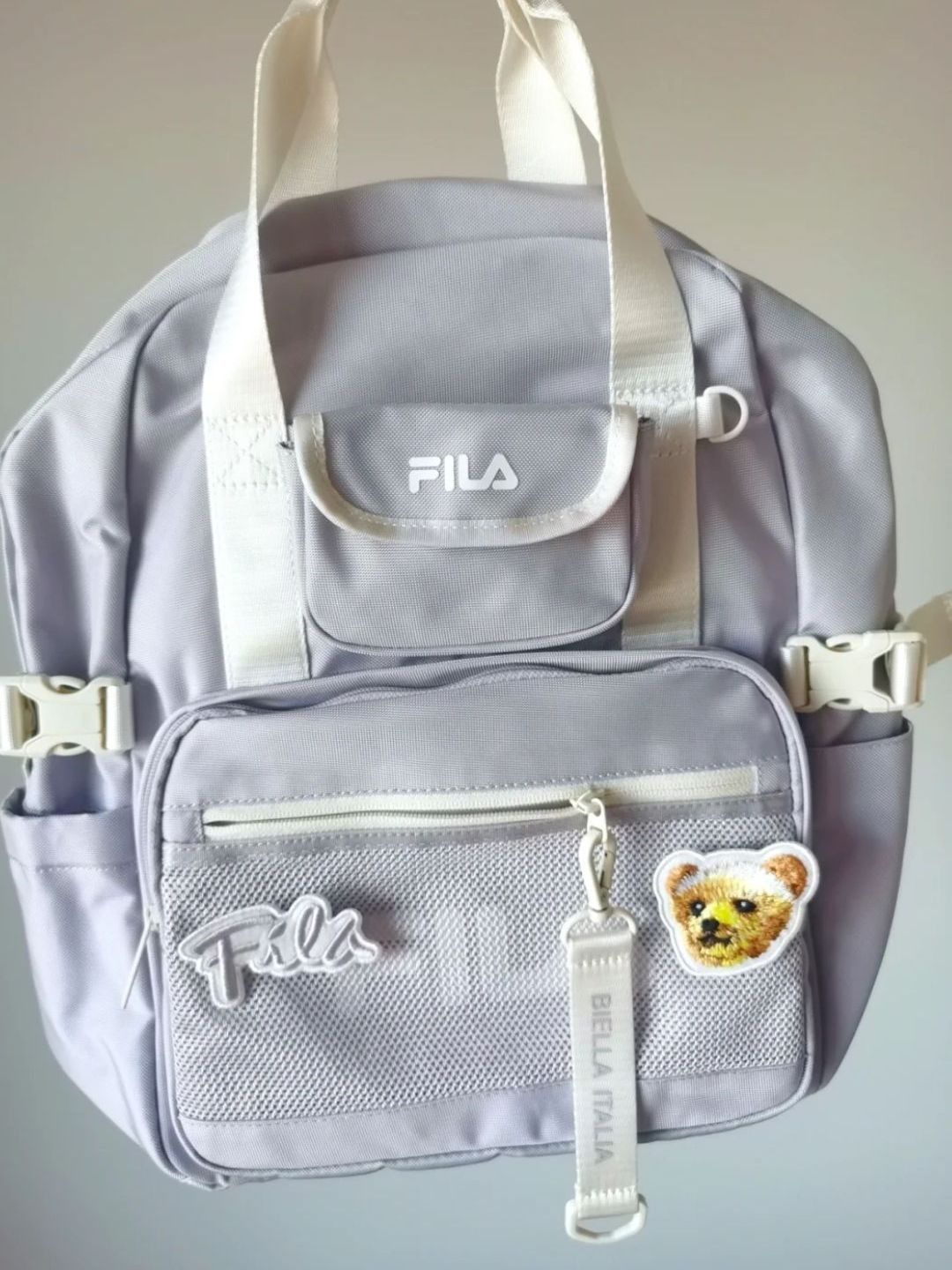 浅紫色小众双肩大容量包～ fila 太会了吧！!