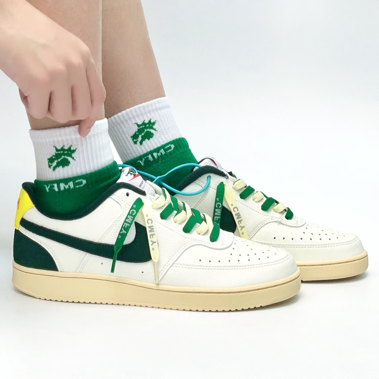 Nike Court帆白绿丨氧化做旧