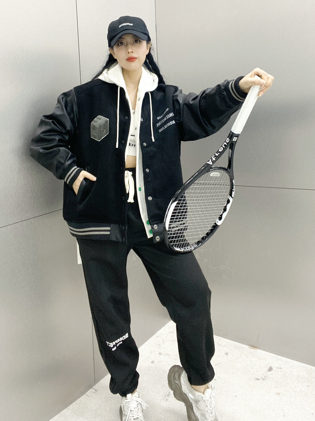 162女生/美式复古辣妹棒球服穿搭