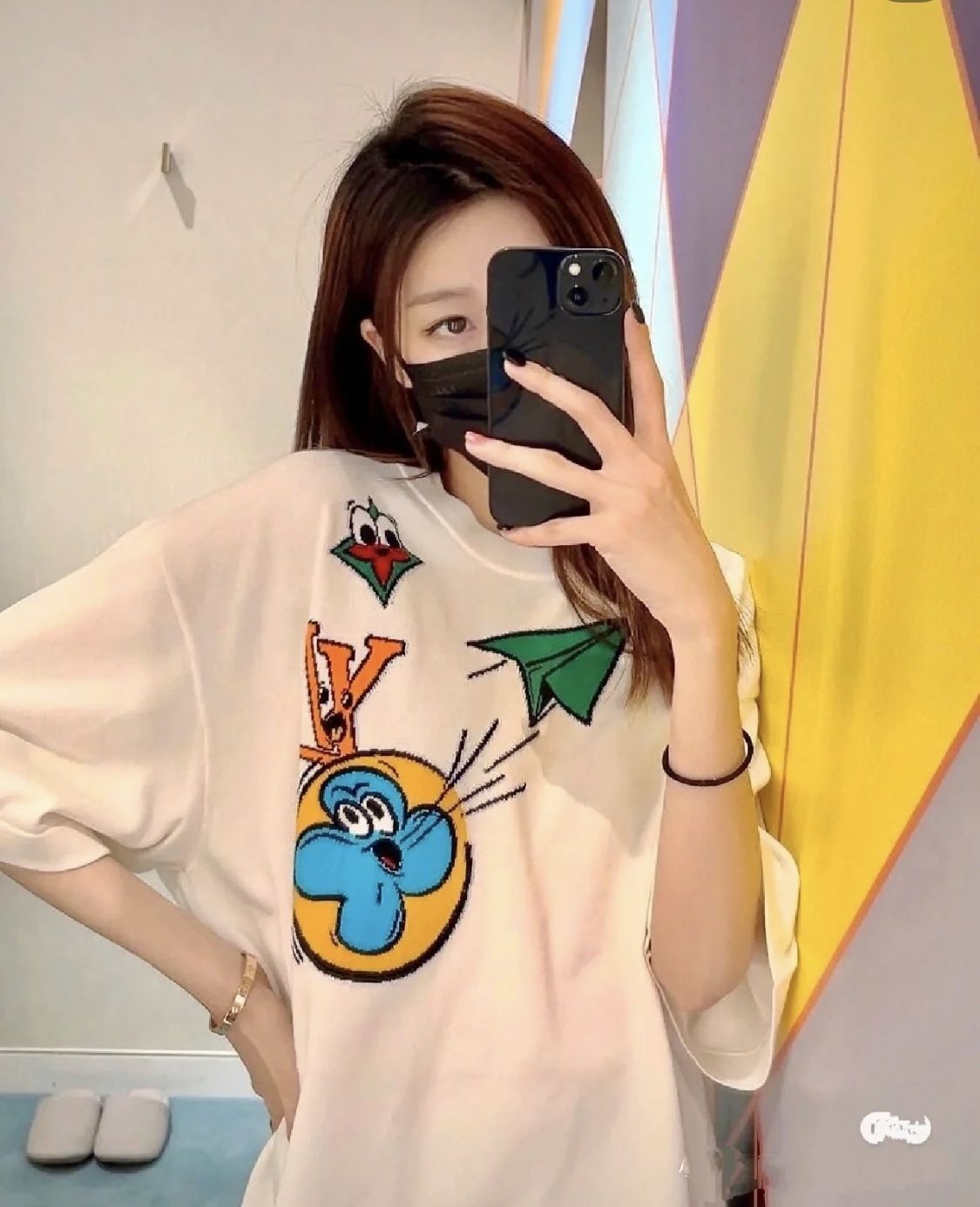 LV针织纸飞机动漫 短袖 白色🌈