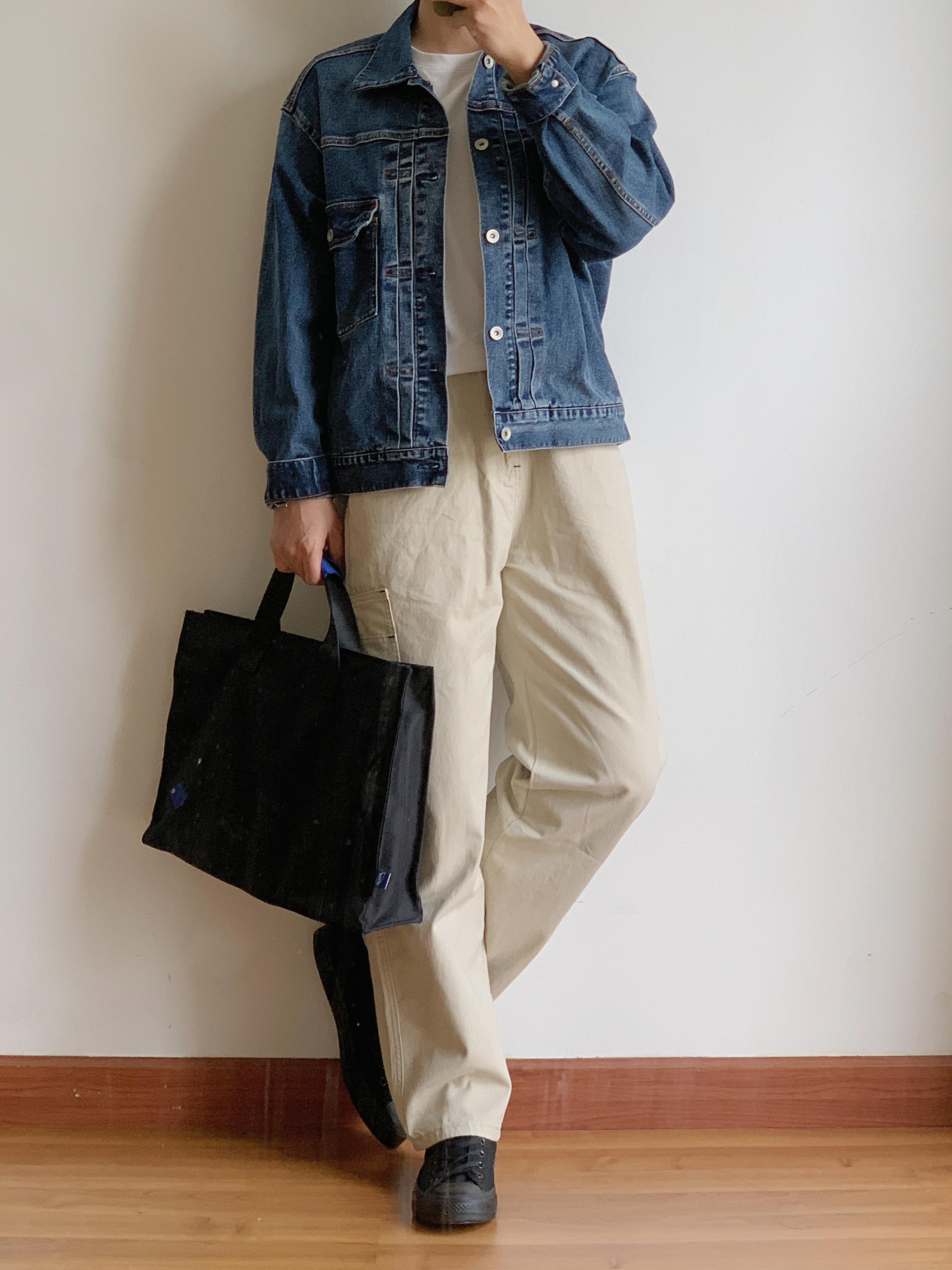 社畜OOTD | 简约日系牛仔外套+卡其伐木裤🉑