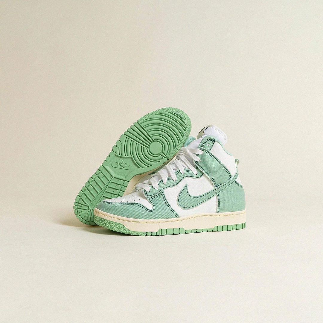 Nike Dunk High 1985 "Green Denim"女款：经典复刻，时尚新生